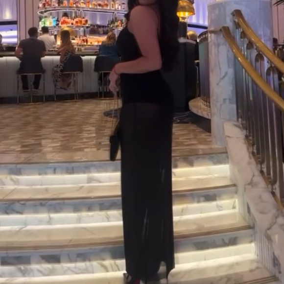 Black maxi bodysuit mesh dress Zara size small worn once - Picture 3 of 4